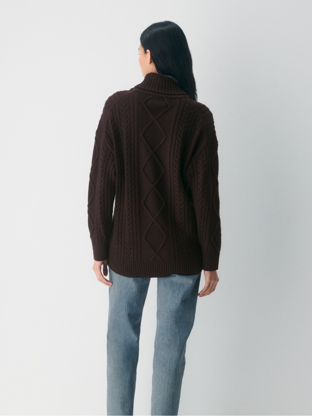 Aritzia 100% Merino Wool Cable Knit Dark Brown Sweater - Picture 2 of 6